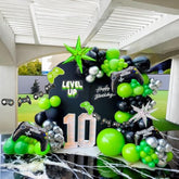 135Pcs Video Game Balloon Garland Kit Green Black Silver Controller Arch