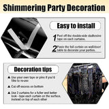 3 Pack Black Foil Fringe Curtains 3.28x8.2ft Backdrop Metallic Tinsel Party Decor