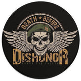 Mouse Pad?Death Before Dishonor Honor The Fallen Skull Print Concept Round Mousepad With Design?Small Non-Slip Rubber Gaming Pads?Office Dorm Computer Laptop Mouse Pad 7.9 X 7.9 Inch