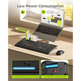 seenda Bluetooth Keyboard and Mouse Combo, Multi-Device Ergonomic Keyboard Mouse with Phone Holder, Full Size Wireless Quiet Combo Compatible for Windows, Laptop, MacBook, PC, iPad - Black