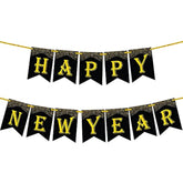 10 Ft Glitter Happy New Year Banner 2026 Pre-Strung Backdrop for Party Decor