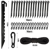 33Pcs Inflatable Stakes And Tether, Heavy Duty Plastic Tent Stakes With Hooks For Inflatables Spikes Replacement Hallowe