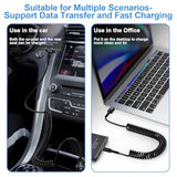 Usb To Usb C Coiled Cable Fast Charging For Iphone 16E/16/16 Pro/16 Pro Max/16 Plus/15/15 Pro/15 Pro Max/Plus,3Ft Retractable Car Charger Cord Android Auto For Samsung Galaxy A16 S25,Pixel 9 Pro Xl