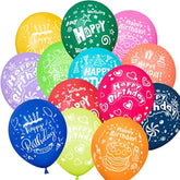 52 Pcs Colorful Happy Birthday Balloons, Printed Latex for Kids Party Decor