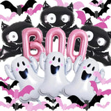 Pink Halloween Balloon Set: Boo Ghost Bat Decorations