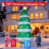 10 Ft Giant Inflatable Christmas Tree With 4 Gift Boxes Featuring Built-In Leds For Blow Up Christmas Decoration, Perfec