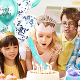 10th Birthday Decorations for Girls, Teal Glitter Sash, Silver Crown, Balloons & More