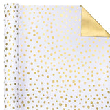 Reversible Gift Wrap 17"x33' – Gold Print & Polka Dots for Any Occasion