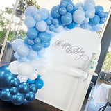 161Pcs Boy'S Birthday Blue Macaron Balloons Garland Kit Dark And Baby Blue Chrome White Balloons Arch Kit For Baby Shower Wedding Party Decoration