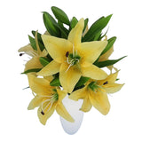 7 Pcs Artificial Lily Flowers Artificial Lilies Flowers For Home Wedding Bouquets Home Hotel Party Decor Graves Arrangement (Yellow)