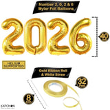 5 Pcs 2026 New Year Banner & Gold Balloons 10ft Party Set