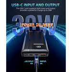 Power-Bank-Portable-Charger - 16000Mah Power Bank Support Pd 30W And Qc4.0 Fast Charger With Built-In 2 Output Cable And Led Display For Iphone And Android Phones And Most Electronic Devices
