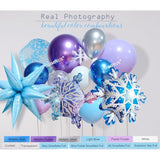 185Pcs Ice Snow Balloons Garland Arch Kit, Purple Blue Silver Balloon Garland, Snowflake Foil Balloons For Winter Wonderland Birthday, Snowflake Baby Shower, Christmas, Holiday, Winter Party Supplies