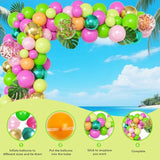 Hawaiian Luau Party Decorations Set – Tropical Summer Beach & Pool Party Supplies with Aloha Backdrop, Balloon Arch Kit, and Palm Tree Foil Balloons
