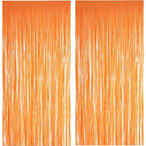 2 Pack Orange Foil Fringe Curtains Backdrop Tinsel Streamers for Party Decorations