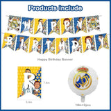 Madrid Soccer Cf Soccer Theme Party Supplies With Happy Birthday Banner, Cake Topper, Cupcake Toppers, Foil Balloons For Fans Adults Party Favors