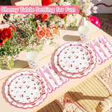 175Pcs She'S The Cherry On Top Decorations Plates Set, Cherry On Top Baby Shower Decorations Paper Plates Napkins Cups Cutlery For 25 Guests