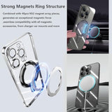 Magnetic Case for iPhone 15 Pro with MagSafe Stand & Ring Holder, Camera Lens Protector, Shockproof Phone Case for iPhone 15 Pro 6.1-Inch, Titanium Finish