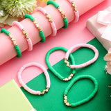 24 Pcs Pink Green Witch Party Favors Gifts Bracelets Polymer Clay Beaded Friendship Bracelets For Witch Party Gifts