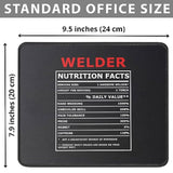 Welder Nutritional Facts Gag Gift Mouse Pad - Funny Welding Gifts For Men - Welder Gifts - Blacksmith Worker Mouse Mat 9.5 Inch