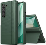 for Galaxy Z Fold 6 Case Slim with Kickstand & Tempered Screen Protector & Hinge Protection, 360° Full Body Shockproof Protective Phone Case