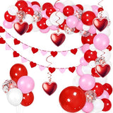 93PCS Valentines Day Balloon Garland Arch Kit Decorations - Valentine's Heart Hanging Swirls & Banners, Valentine Wedding Galentines Decor for The Home Party(Assembly Needed,No air Pump)