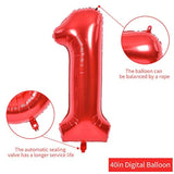 40-Inch Red Number Balloons 0–9 Foil Helium Birthday Party Decorations