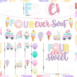 Four Ever Sweet Ice Cream Donut Birthday Party Decorations, Four Ever