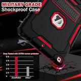 Case For Ipad 9Th/8Th/7Th Generation 2021/2020/2019(10.2 Inch), Heavy Duty Grade Shockproof Rugged Protective 10.2" Cover With Built-In Stand For Ipad 9 8 7 Gen (Black+Red)