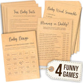 Bingo Baby Shower Games For Girl - Baby Shower Bingo Cards For Guests, Word Scramble Mommy Or Daddy Game, Funny Boys Babies Showers Activities