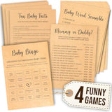 Bingo Baby Shower Games For Girl - Baby Shower Bingo Cards For Guests, Word Scramble Mommy Or Daddy Game, Funny Boys Babies Showers Activities