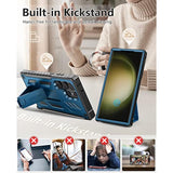 For Samsung Galaxy S23-Ultra Case: Military Grade Drop Proof Protection Mobile Cover With Kickstand | Matte Textured Rugged Shockproof Tpu | Protective Sturdy Phone Case - Blue