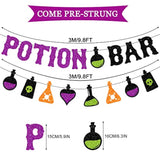 Glitter Potion Bar Banner with Signs Halloween Hocus Pocus Witches Garland for Party Decor