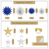 Glitter Happy New Year Banner 17pcs Gold Stars Moon Garland 2026