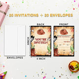 Cowboy Rodeo Birthday Invitations For Kids, Saddle Up Birthday Party Invitation Cards, Rustic Country Western Party Celebration Supplies Decoration -20 Fill In Invitations With Envelopes (B21)