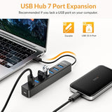 Idsonix Usb Hub 3.0, 7 Port Usb Hub, Usb Hub For Laptop, Imac, Surface Pro, Xp