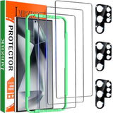 3 Pack Screen Protector For Samsung Galaxy S24 Ultra Tempered Glass 3 Camera Lens Protector Accessories Case Friendly, Support Fingerprint Reader, Full Coverage