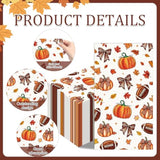 Fall Football Pumpkin Napkin - 100 Pcs Maple Leaves Pumpkin Rugby Decorative Cocktail Napkins Set, Autumn Sports Game Day Disposable Paper Hand Towels, Thanksgiving Party Decorations Supplies