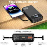Power Bank 27000Mah Fast Charging Built-In 2 Cables, 22.5W Portable Charger, Portable Usb C Power Bank Battery Pack With Lcd Display Powerbank For Smartphones Tablets And More