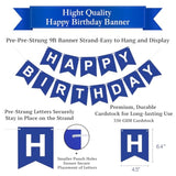 Navy Blue Birthday Decorations: Banner, Hanging Swirls, Pennant, & Garland String