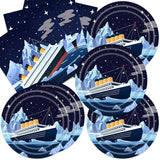 40pcs Nautical Party Supplies,Nautical Disposable Tableware,Used for Cruise Ship Classic Movie Party Decoration?Include 20 dinner plates, 20 Napkin (Blue4)