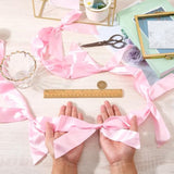 5.25 Feet Satin Bow Garland Pink Coquette Banner Polyester Ribbon Aesthetic Bowknot Hanging Congratulation Ornament Banners For Birthday Bachelorette Wedding Party Favor Diy Decoration