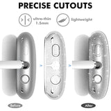 Clear Case for AirPods Max Protective Ear Cups Cover with Soft TPU Material, Anti-Fingerprint, Anti-Scratch, and Anti-Dust Coating (Glitter Finish)