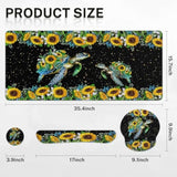 Yellow Sunflower Daisies Desk Mat, Turtle Leaves Floral Mouse Pad Set 4-In-1 Large Mousepad+Keyboard Wrist Rest+Mouse Wrist Rest+Coaster With Ergonomic Design, Non-Slip Mat