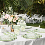 350 Pcs Eucalyptus Leaves Bridal Shower Paper Plates Napkins Cups Disposable Sage Green Tableware Set With Knives Forks Cheers To Love Party Favors For 50 Guest Wedding Engagement Decor