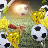 8 Pcs 22 inch 4D Sphere Soccer Balloons Foil Gold Trophy Star Champion Balloon for Soccer Birthday Party Decorations Graduation Sports Football World Cup Party Supplies