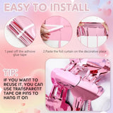 8 Pcs Heart Foil Curtain Galentine Party Decoration 3.3X6.6 Ft Heart Streamer Fringe Photo Backdrop For Bachelorette Birthday Engagement Party Supplies Props(Pink)