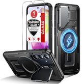 For Galaxy A35-5G Phone Case: Samsung A35-5G Case With Tempered Glass Screen Protector, Compatible With Magsafe Military-Grade Heavy Duty Rugged Cover With Camera Cover Stand For A 35 6.6", Black