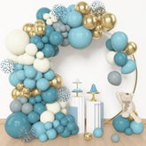 Dusty Blue Balloon Arch Kit: Ivory, Slate & Gold Party Decor