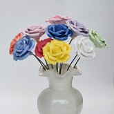 10 Pcs Handmade 3D Ceramic Rose Flower, Porcelain Craft Simulation Flowers For Home, Office, Wedding Decoration Artificial Featuring Vibrant Colors Rose (Colour)